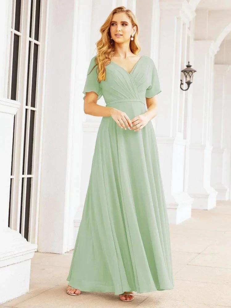 Numbersea Formal Prom Gowns for Mother of The Bride Short Sleeves Bridesmaid Dress 28049 by numbersea