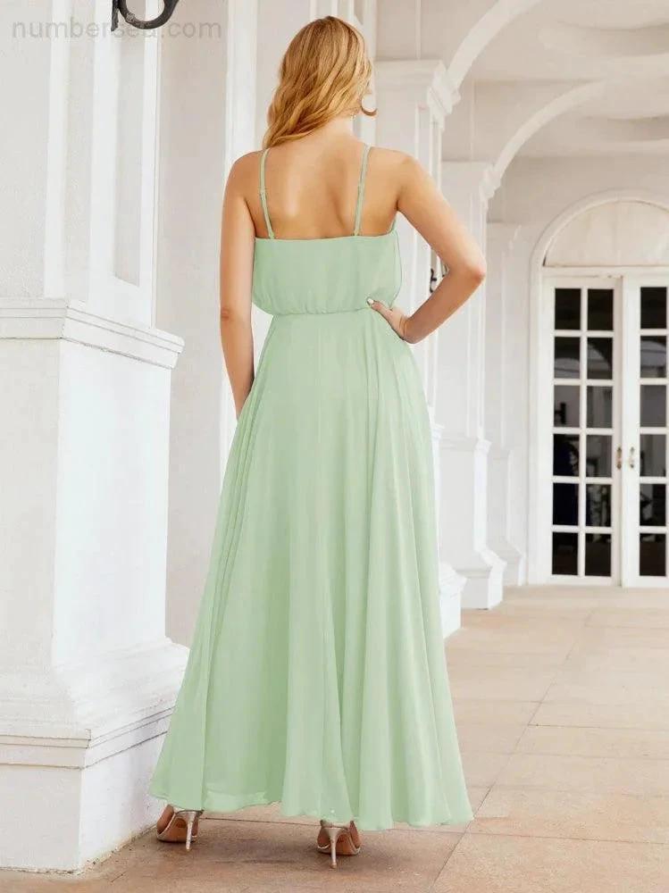 ZapDress Halter Long Bridesmaid Dresses Formal A line Juniors Dress 28029 (ZD17029)