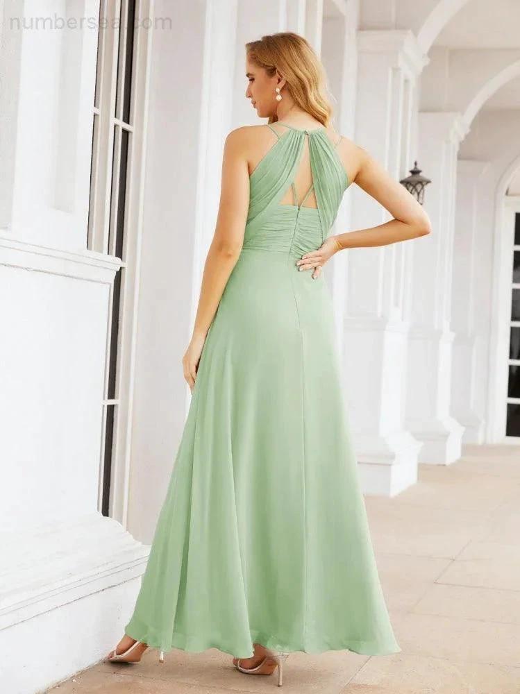 ZapDress Double Spaghetti Straps Bridesmaid Dresses for Women Long Formal Party Dress Side Split 28051 (ZD17036)
