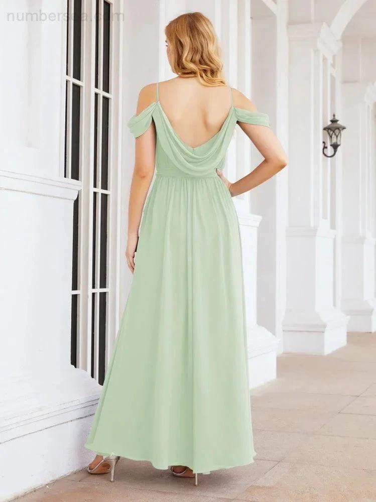 ZapDress Off The Shoulder Chiffon Bridesmaid Dress Long Formal Graduation Gown with Cowl Back 28069 (ZD17004)