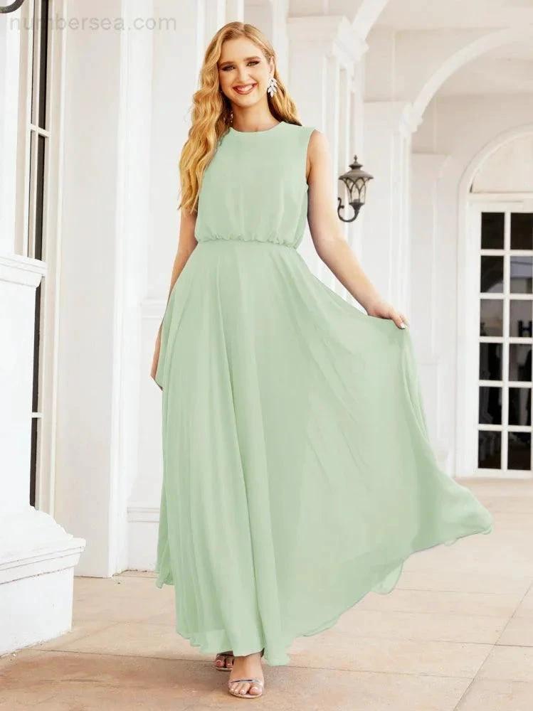 ZapDress Sleeveless Long Bridesmaid Dress A line Formal Evening Prom Gown 28025 (ZD17053)