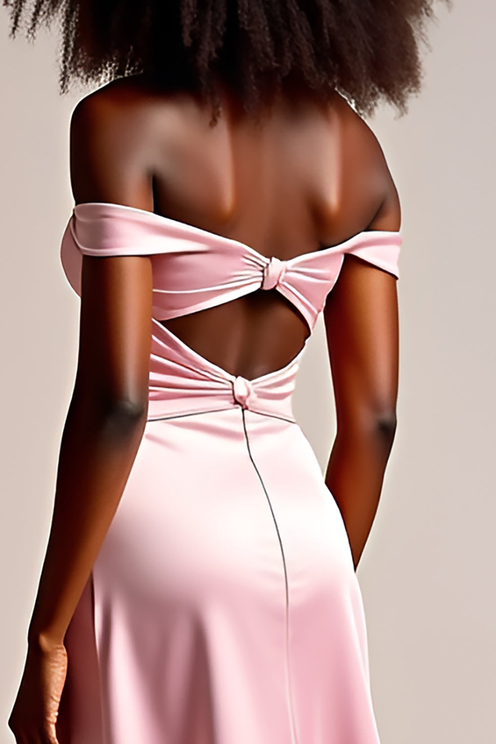 Sheath Pink Satin Off the Shoulder Long Prom Dress