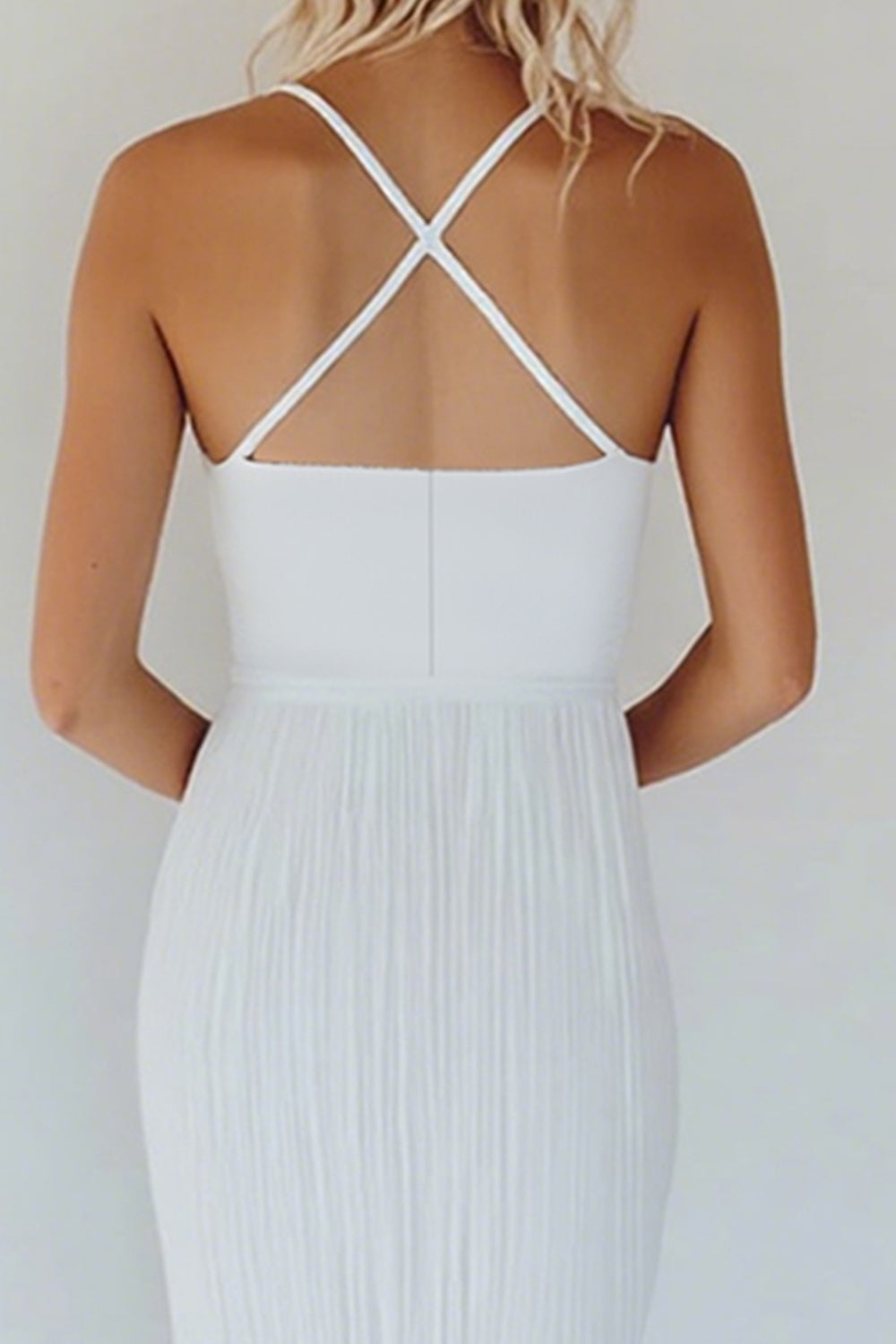 Cotton White A Line Spaghetti Straps Bodycon Graduation Dress