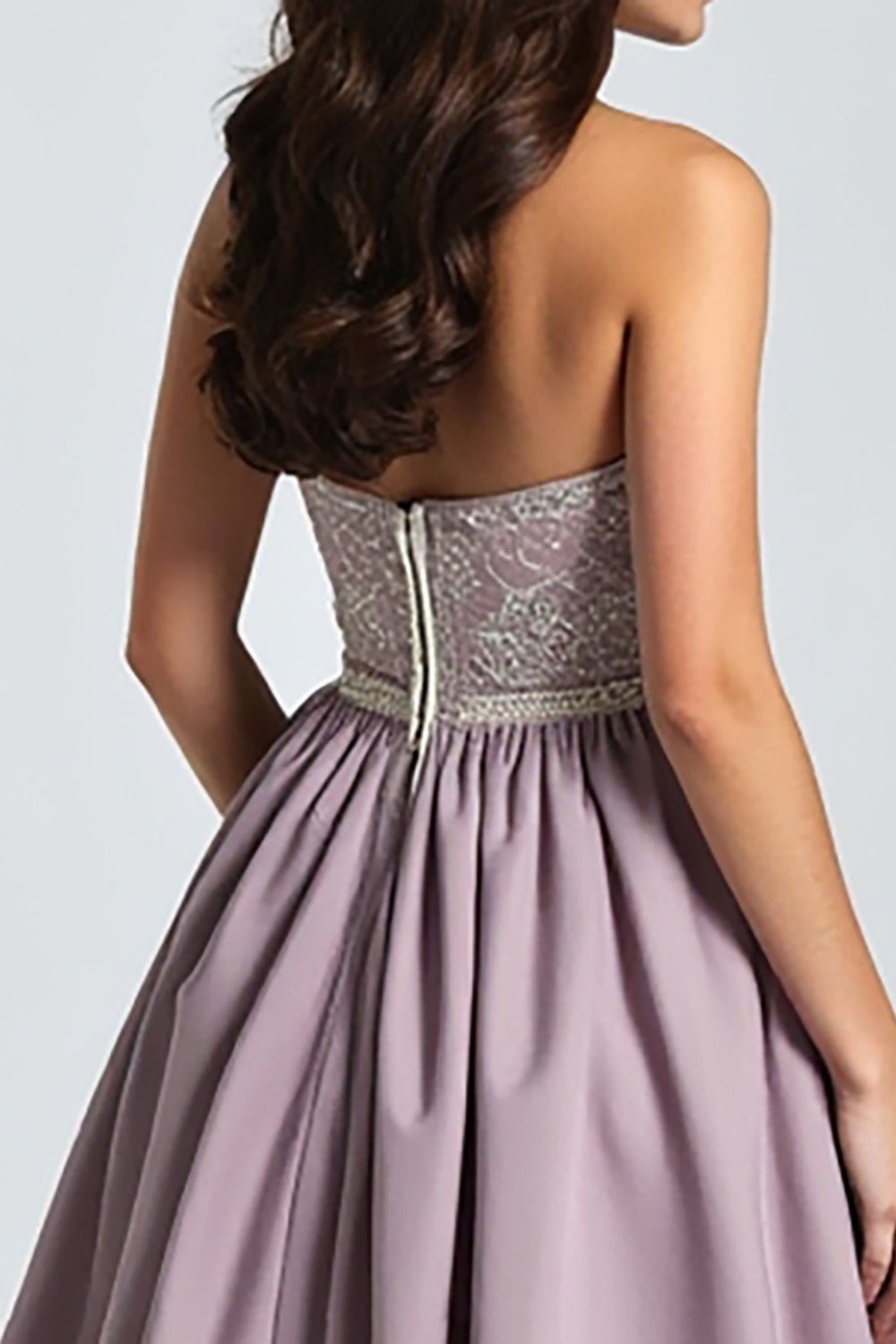 V-Neck Purple A Line Ruched Long Prom Dress