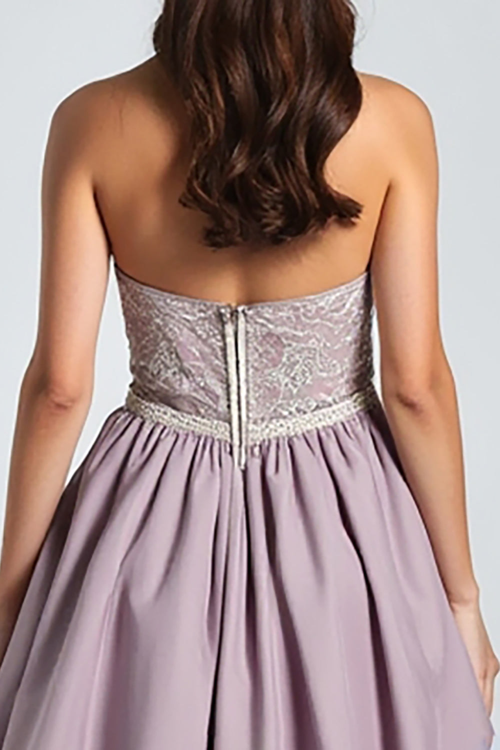 V-Neck Purple A Line Ruched Long Prom Dress