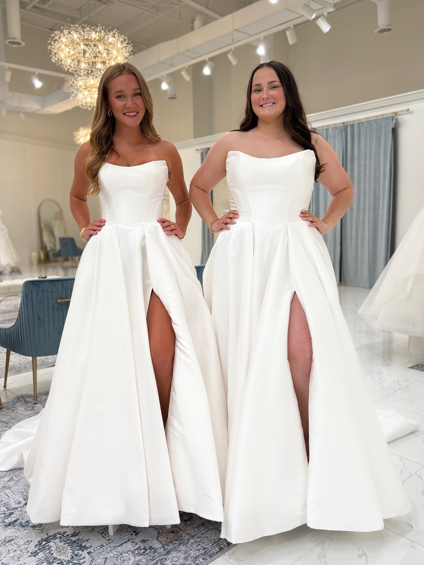Minimalist Strapless Satin Bridal Gown With Big Bow Back