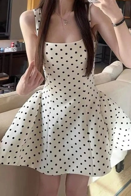 Polka Dot Tie Back Mini Dress - View 3 | VelvetHem