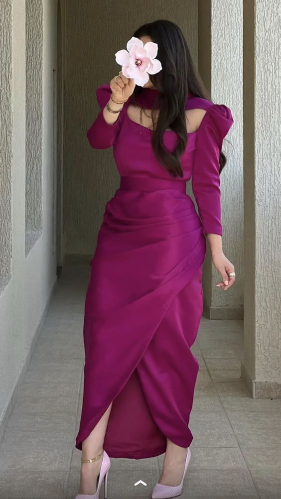 Elegant Sheath Long Sleeves Prom Dress,Spring Dance Dress