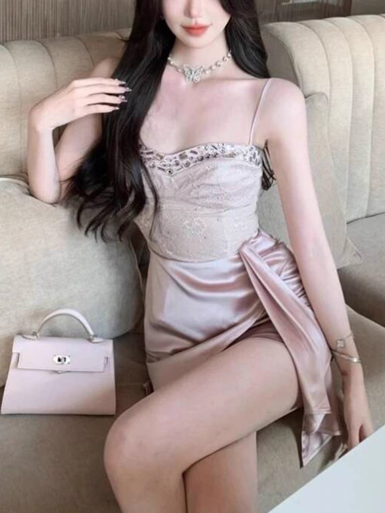 Spaghetti Strap Beaded Lace Short Homecoming Dress J8053