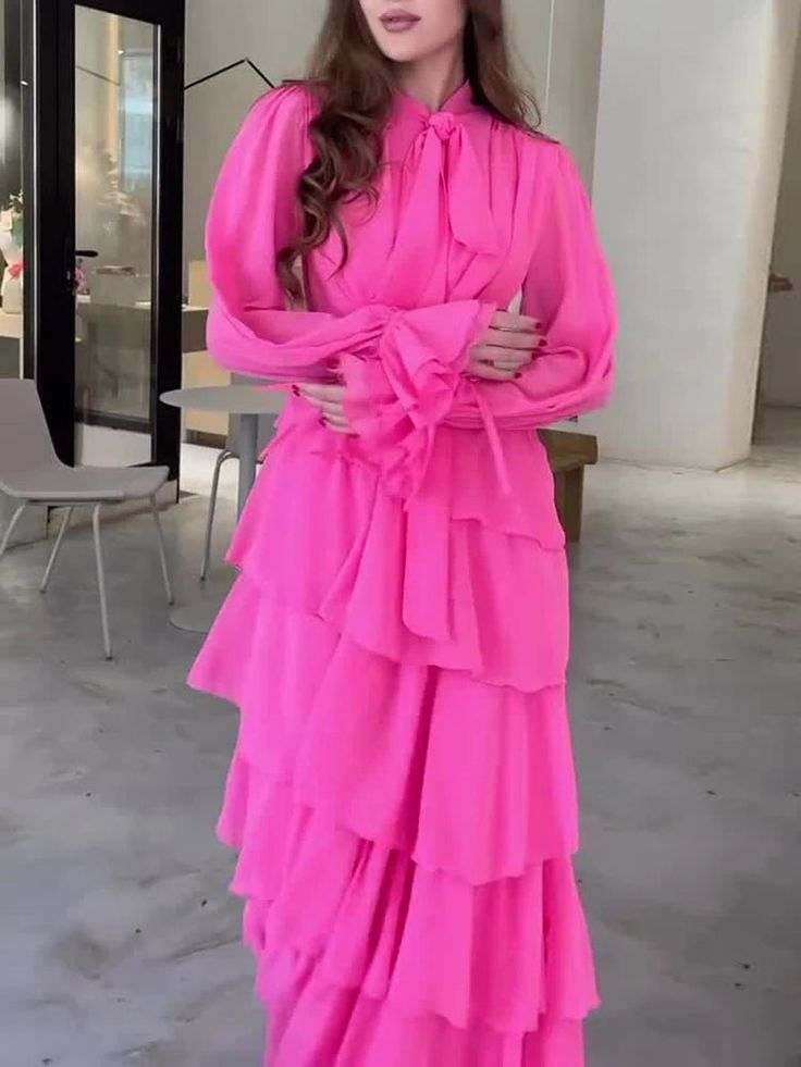 Chic Chiffon Layered Spliced Ruffles Prom Dress Evening Dress Y7640 - VelvetHem