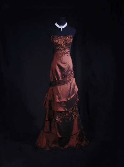 Beaded Coffee Long Prom Dress Formal Evening Dress