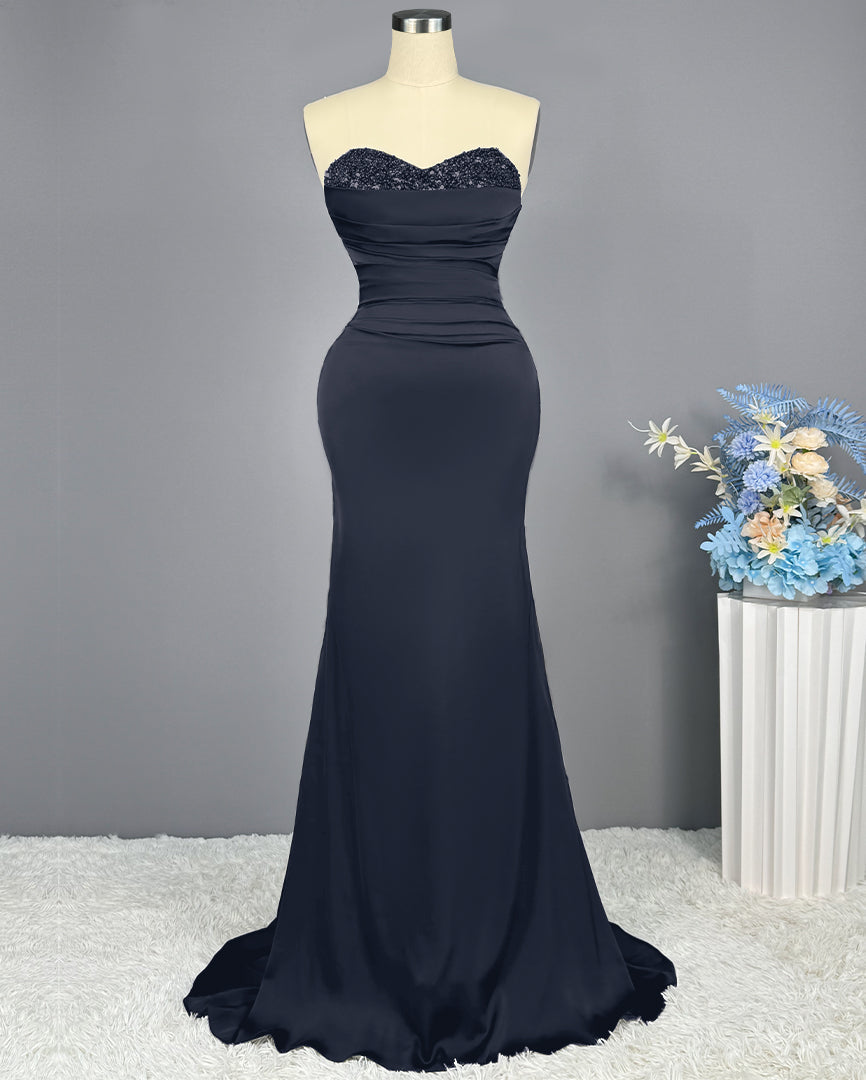Sleeveless Mermaid Long Prom Gown with Sequined Sweetheart - View 15 | VelvetHem