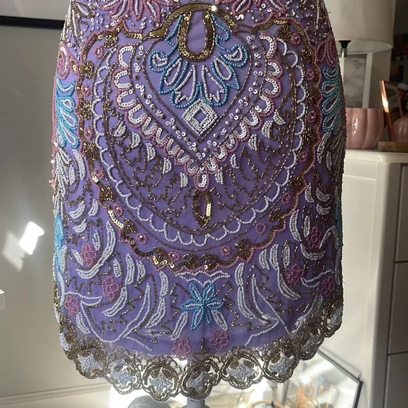 Gorgeous Spaghetti Straps Beaded Lilac Cocktail Dress Formal 8th Grade Homecoming Dress