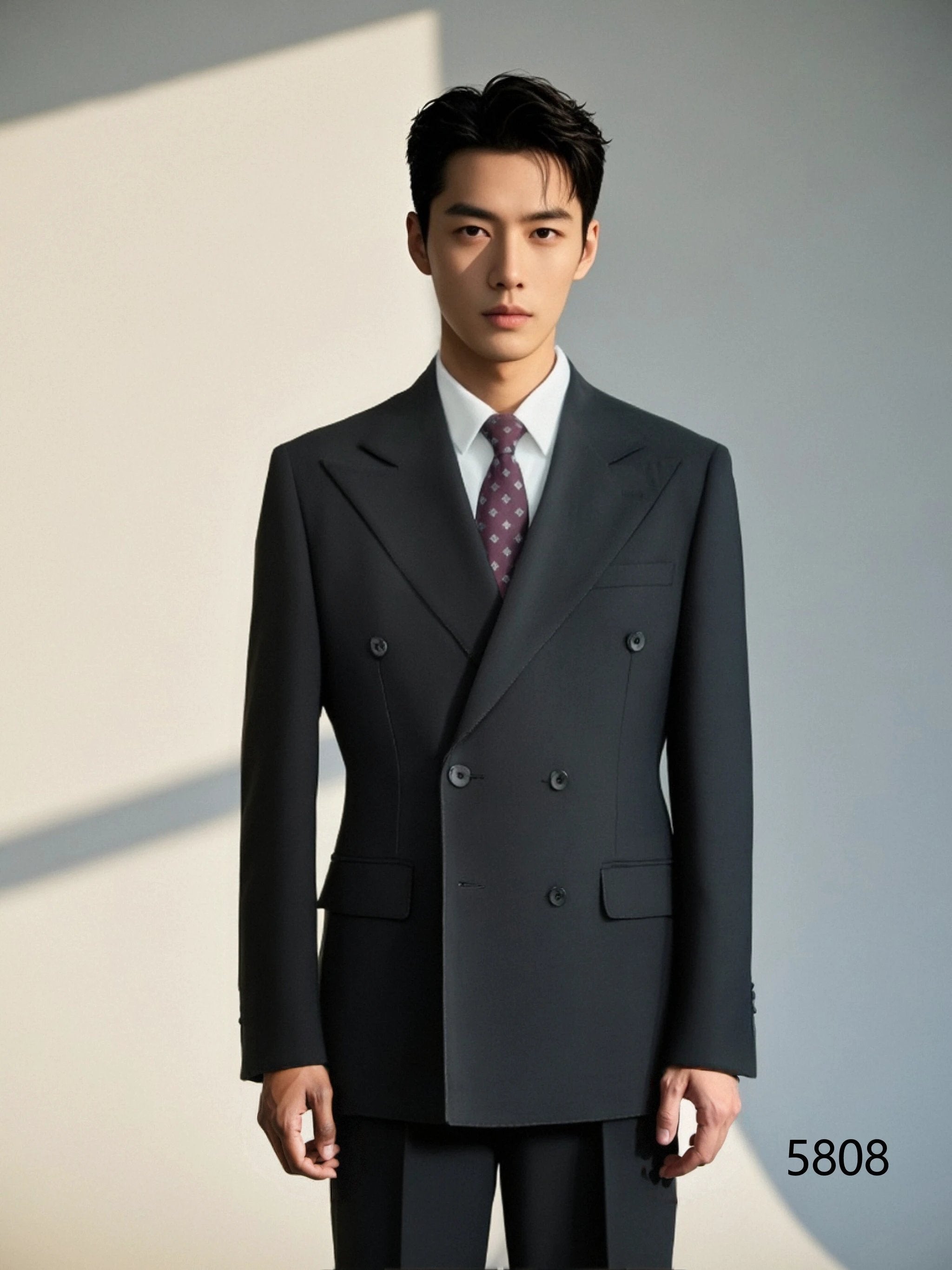 Black Wool Double Breasted 3 Piece Wedding Suit For Groom And Groomsmen (ZD17117)