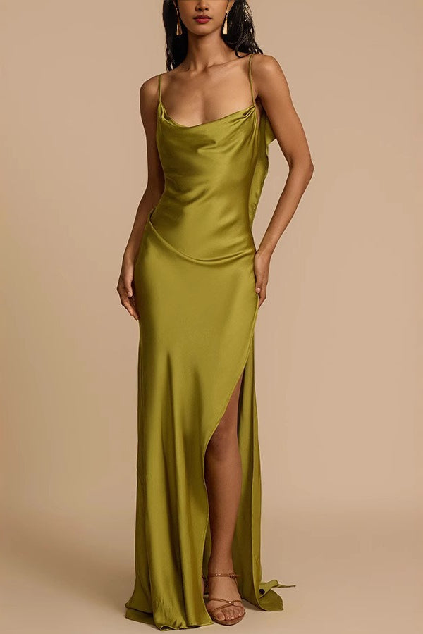 Cami Split Silk Dress - VelvetHem