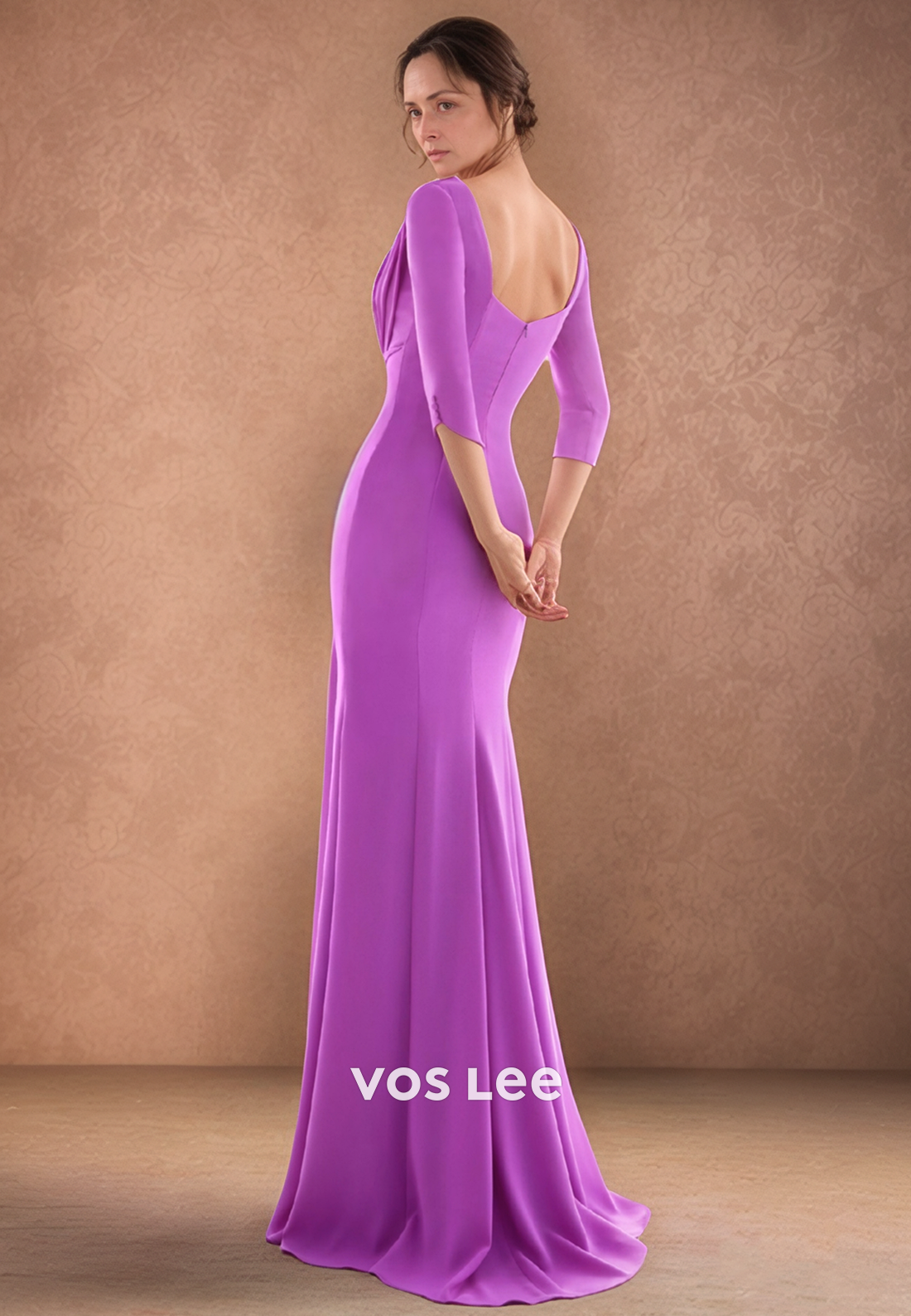 Classic & Timeless 3/4 Sleeve Ruched Mermaid Mother of Bride Dresses Formal Dresses