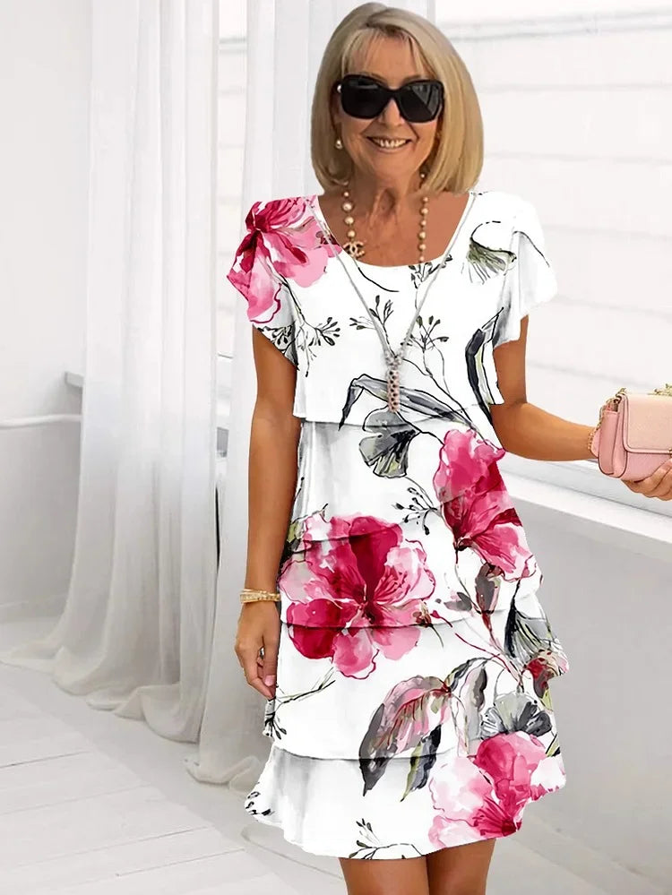 Úrsula Chic Pleated Floral Print Ruched Dress Designer Edit