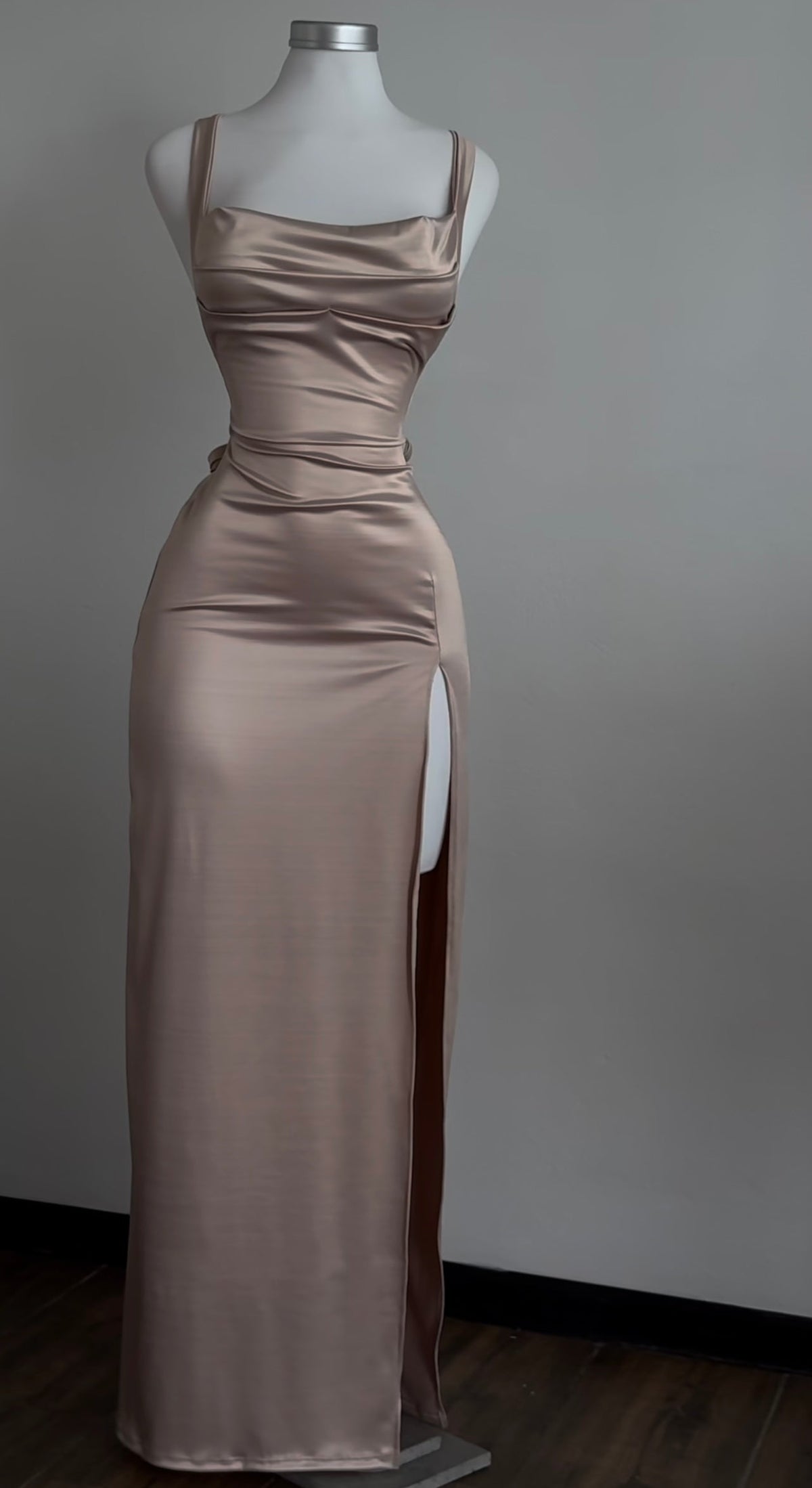 Satin Long Prom Dress Sexy Evening Dress With Slit J8596