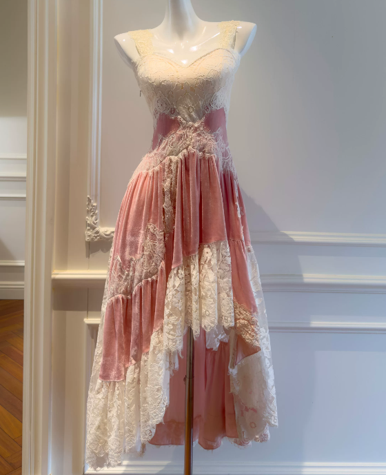 Stunning Prom Dress Pink Sweetheart Velvet Pleated Gala Dress Evening Dress - FashionDia