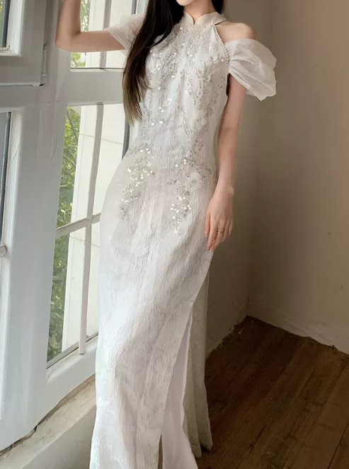 Elegant Prom Dress Off-the-Shoulder Sheath Sequins Gala Dress Evening Dress - FashionDia