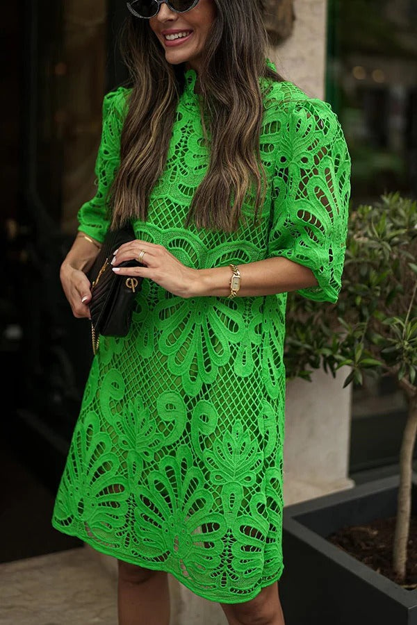 Fiorella Aesthetic Reason To Smile Crochet Lace Mini Dress Evening Wear Edit