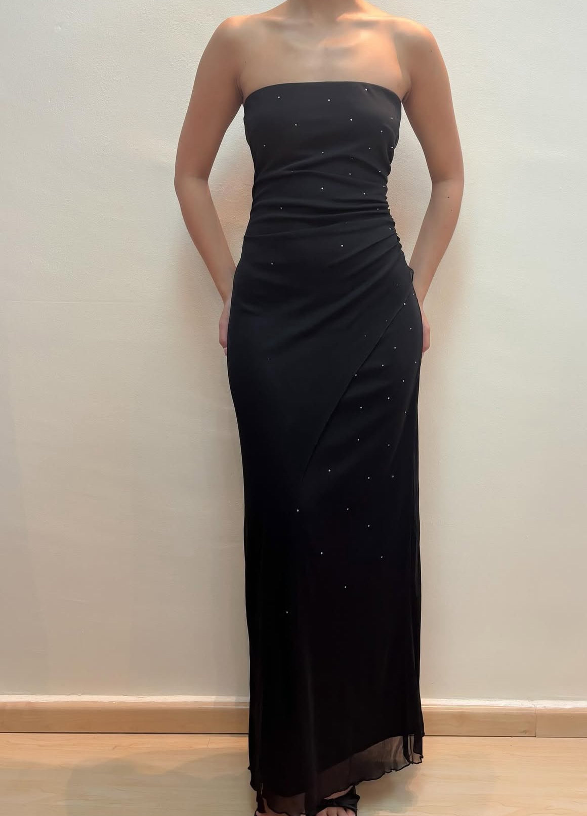 Strapless Sheath Black Long Prom Dress Formal Party Dress J8586