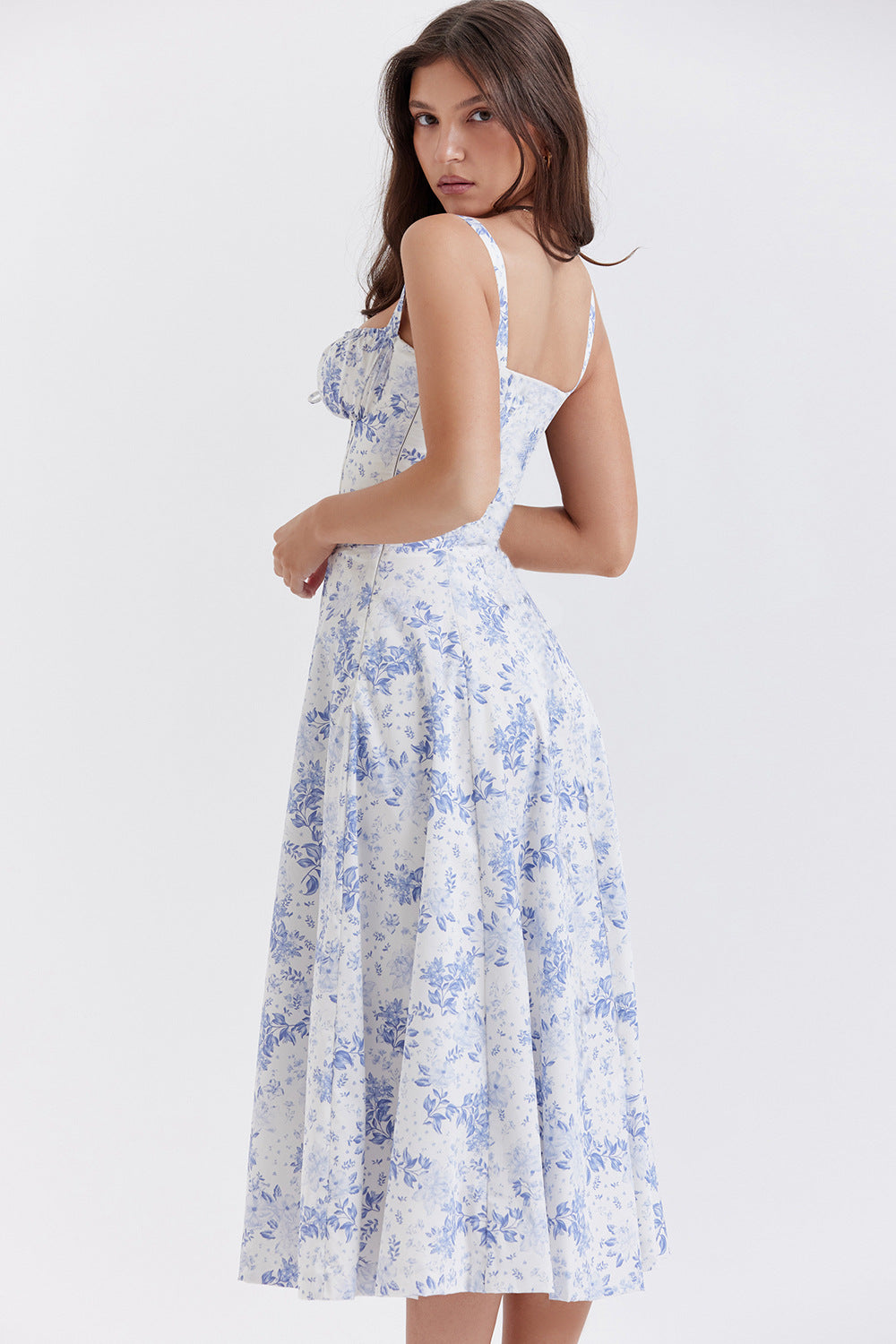 Lucía Boutique Vintage Tight Dress with Floral Pattern and Waist Evening Wear Edit