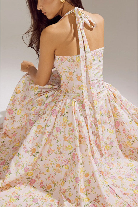 Graceful Strapless Printed Maxi Floral Dress