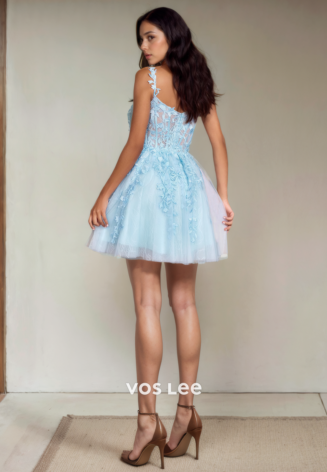 Pretty Sweetheart Lace Short Homecoming Dress Spaghetti Straps Zipper Back Party Dress