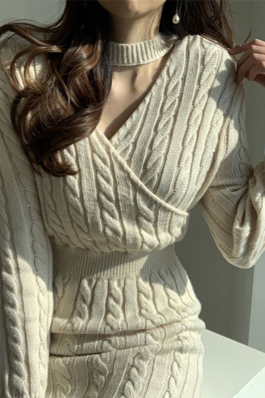 Ribbed Reversible Crewneck Split Hem Sweater Dress - View 3 | VelvetHem