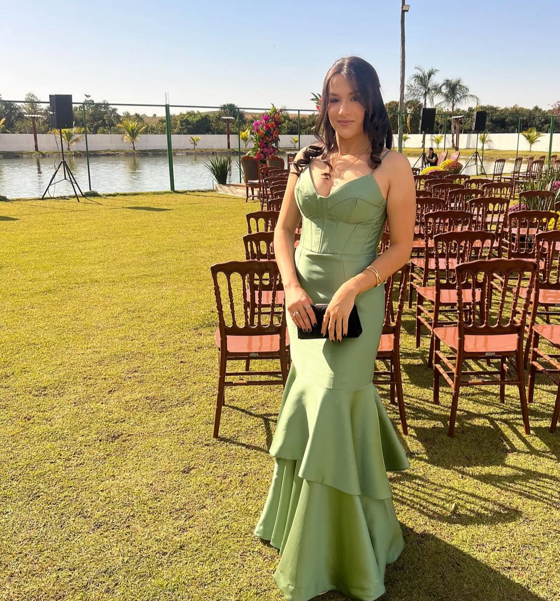 Spaghetti Straps Green Mermaid Long Prom & Evening Dress