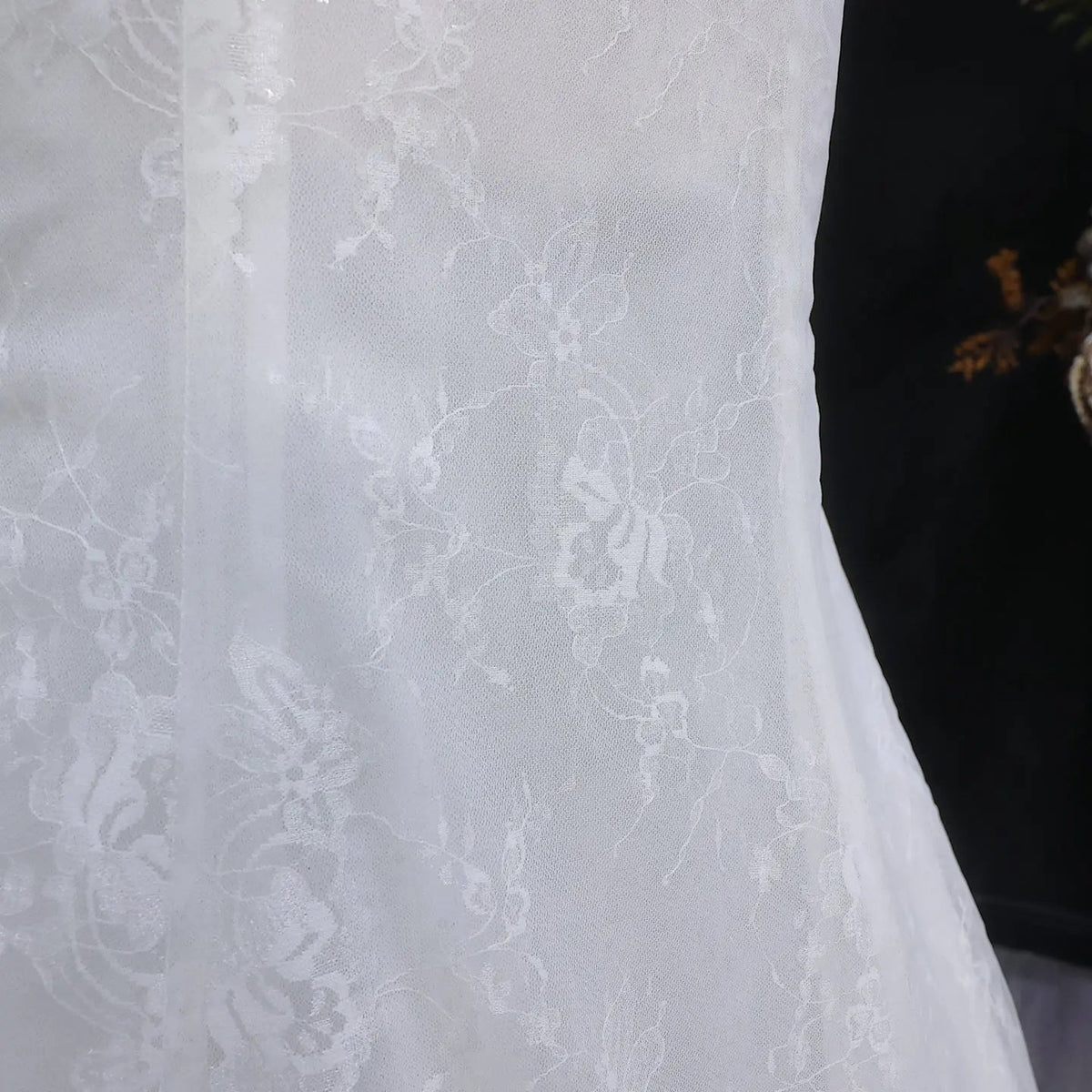 White Off‑The‑Shoulder Puff Sleeve 3D Floral Mermaid Wedding Dress ZP005