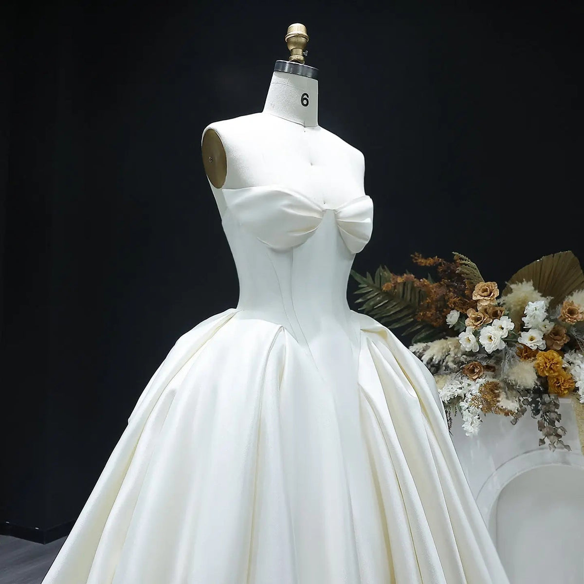 Luxury Sweetheart Satin Ball Gown Wedding Dress with Overskirt ZP185