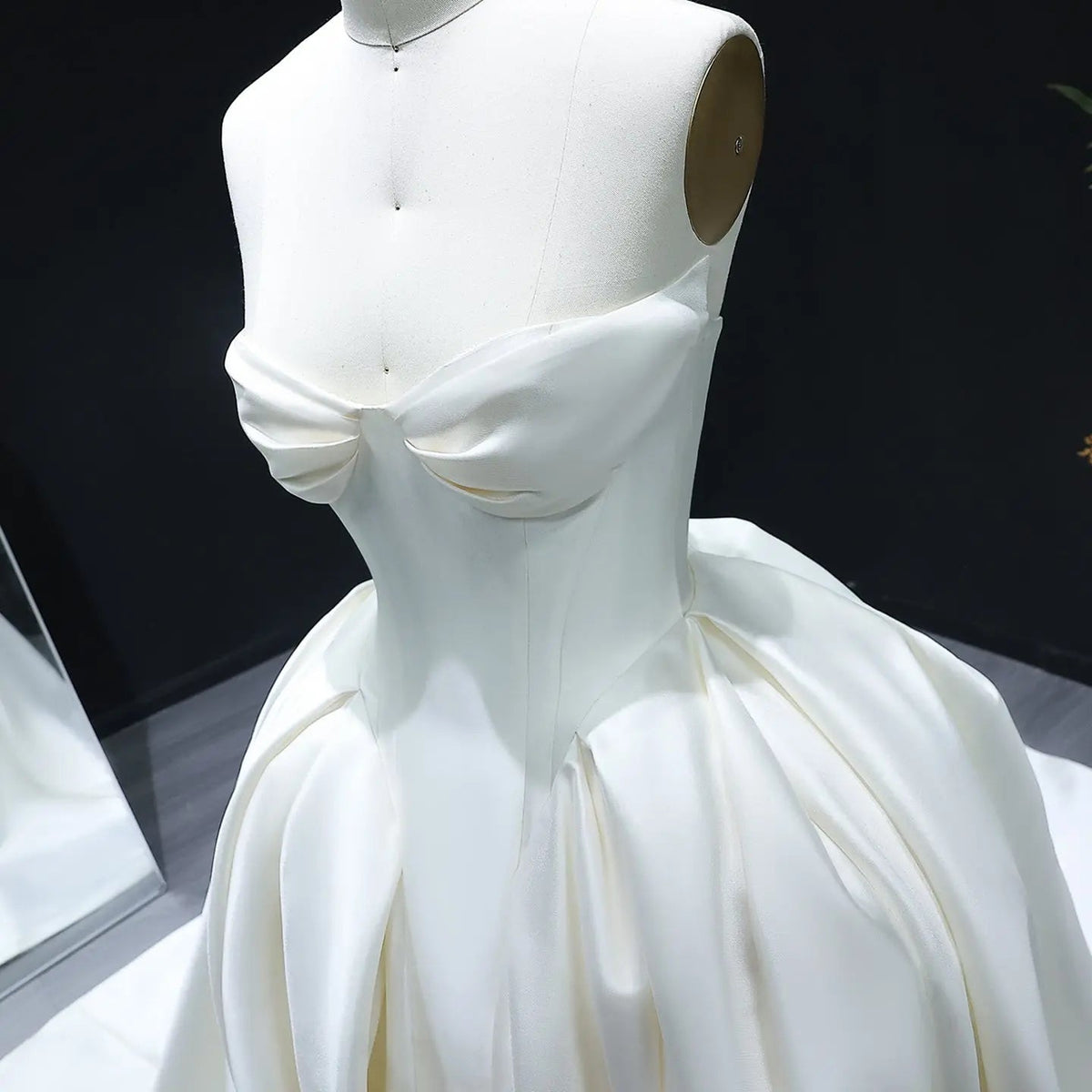 Luxury Sweetheart Satin Ball Gown Wedding Dress with Overskirt ZP185 - View 6 | VelvetHem
