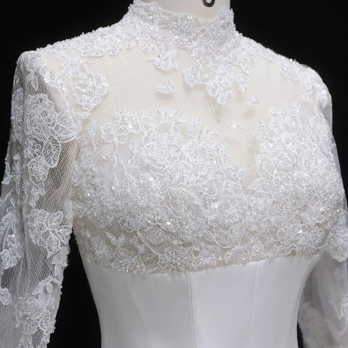 Classic Long Sleeve Lace Ball Gown Wedding Dress ZP180 - View 10 | VelvetHem