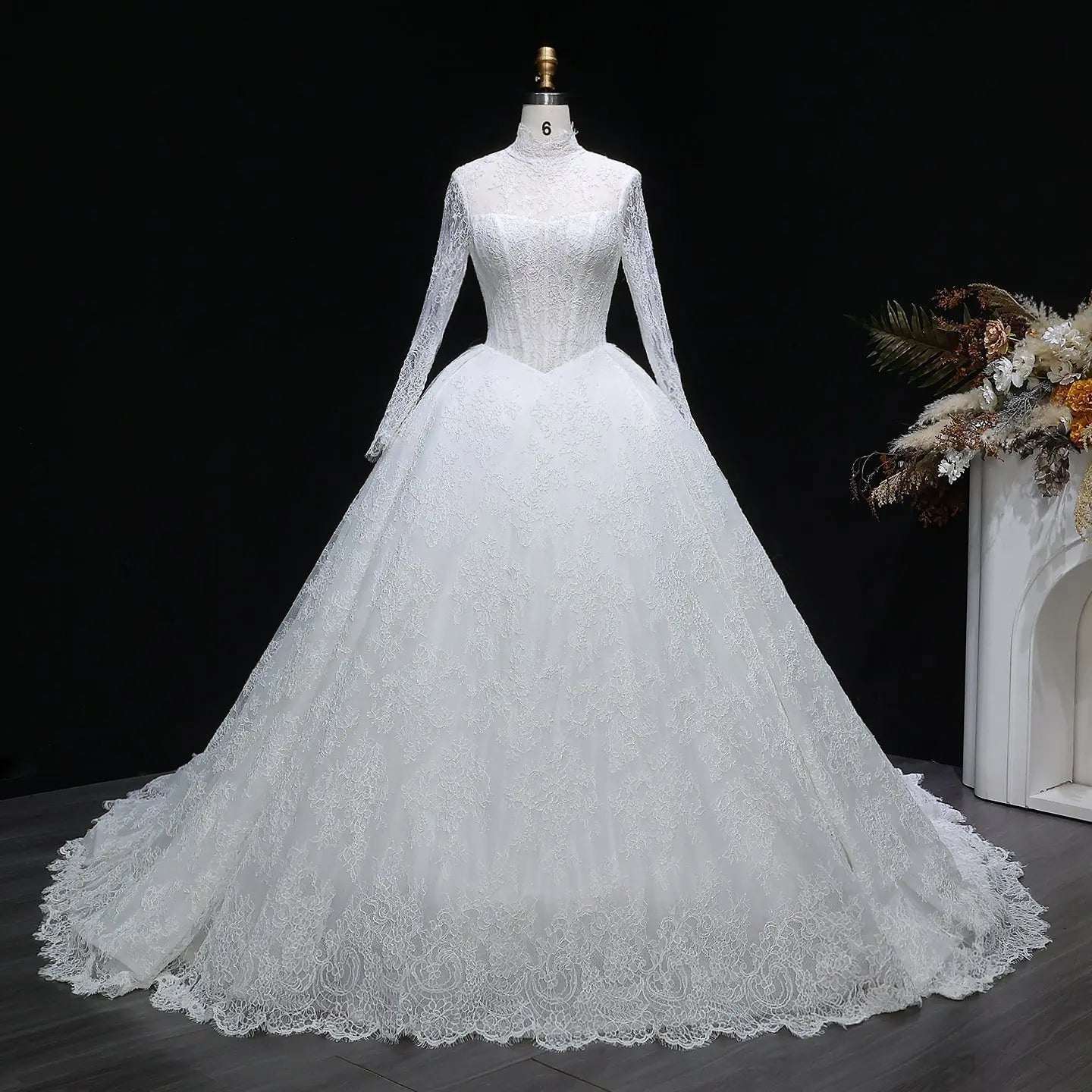 Luxury High Neck Lace Wedding Dress ZP182
