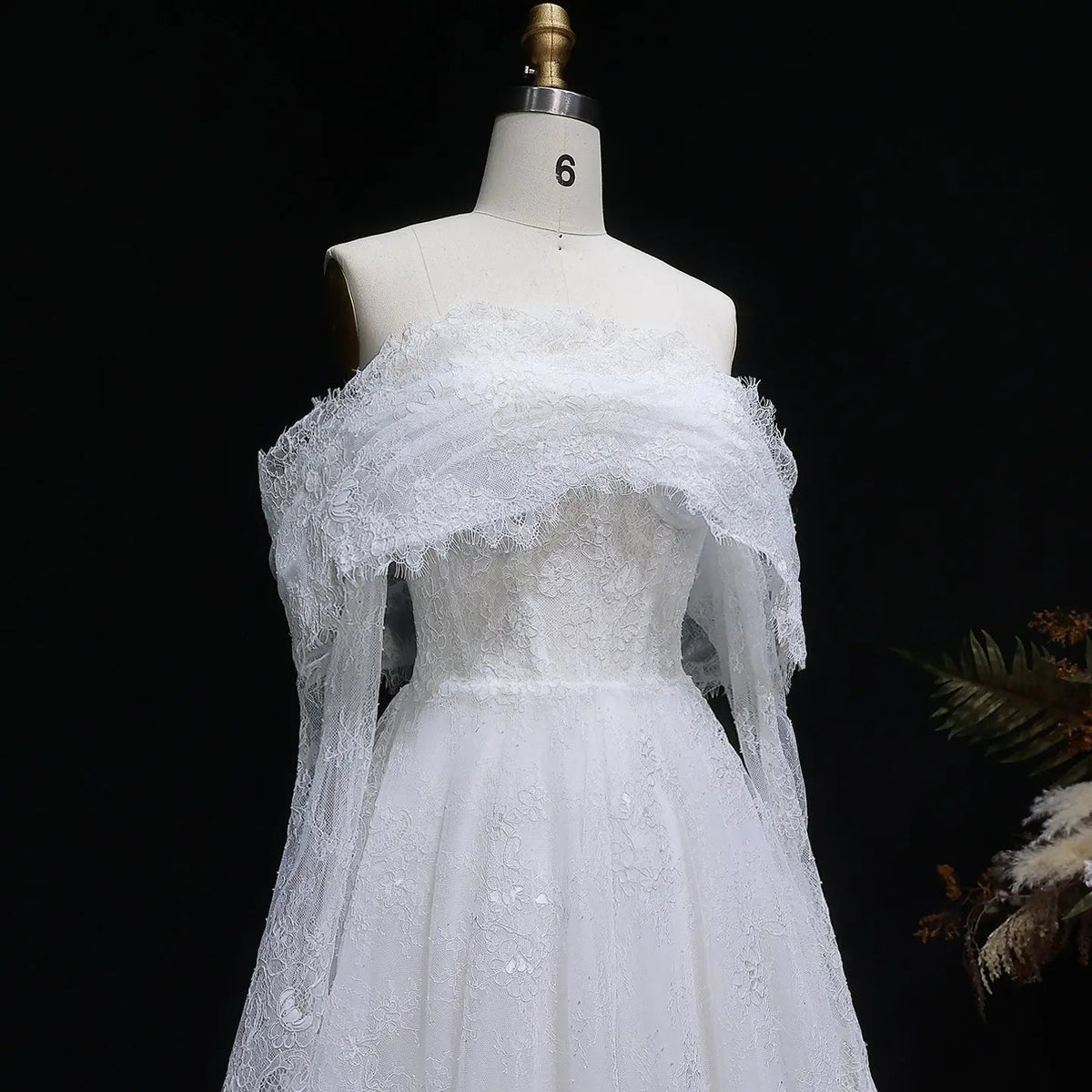 Luxury Off Shoulder Wedding Dress with Long Sleeves ZP175