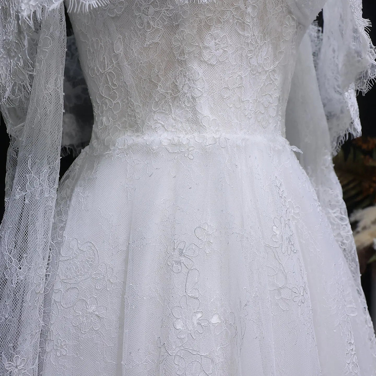Luxury Off Shoulder Wedding Dress with Long Sleeves ZP175