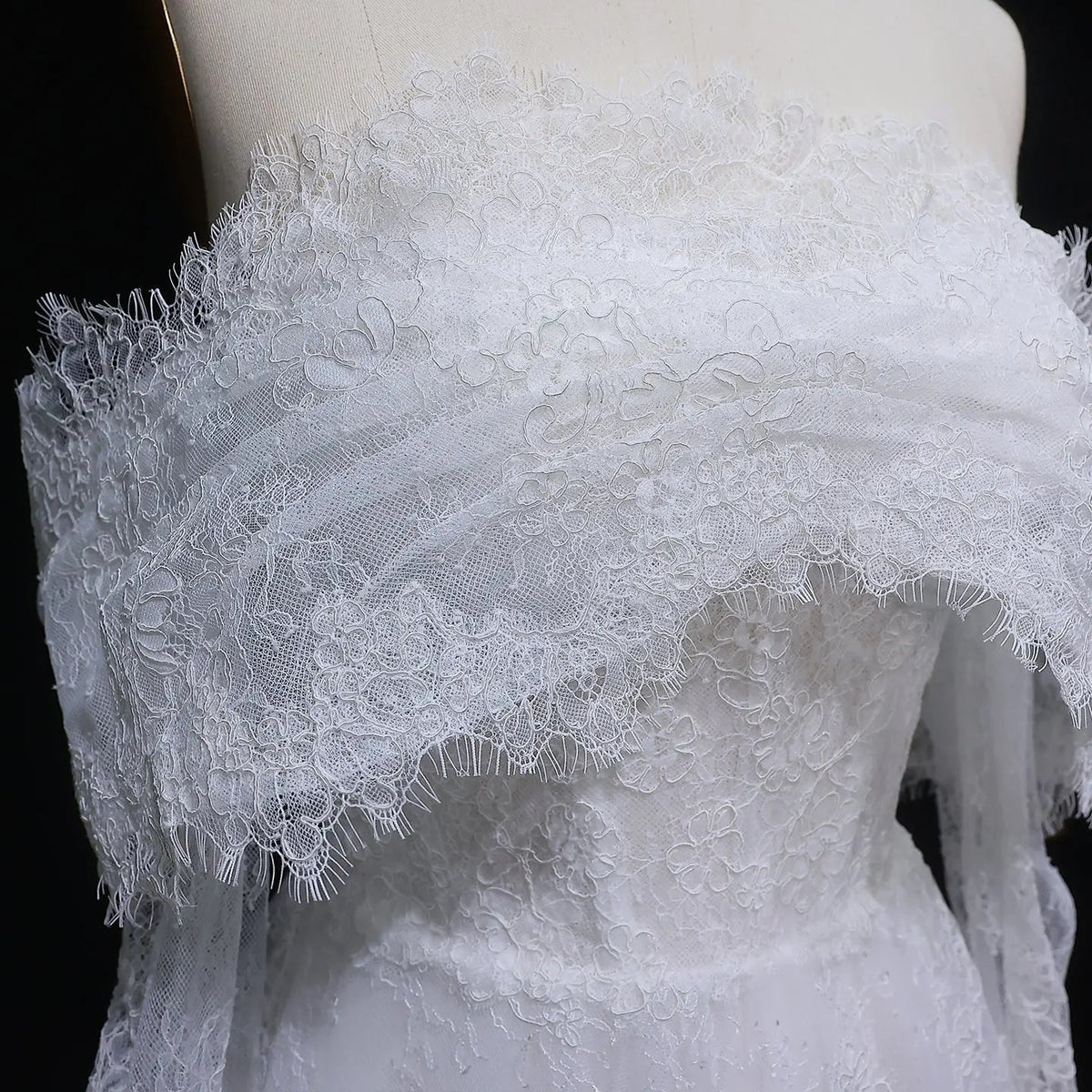 Luxury Off Shoulder Wedding Dress with Long Sleeves ZP175
