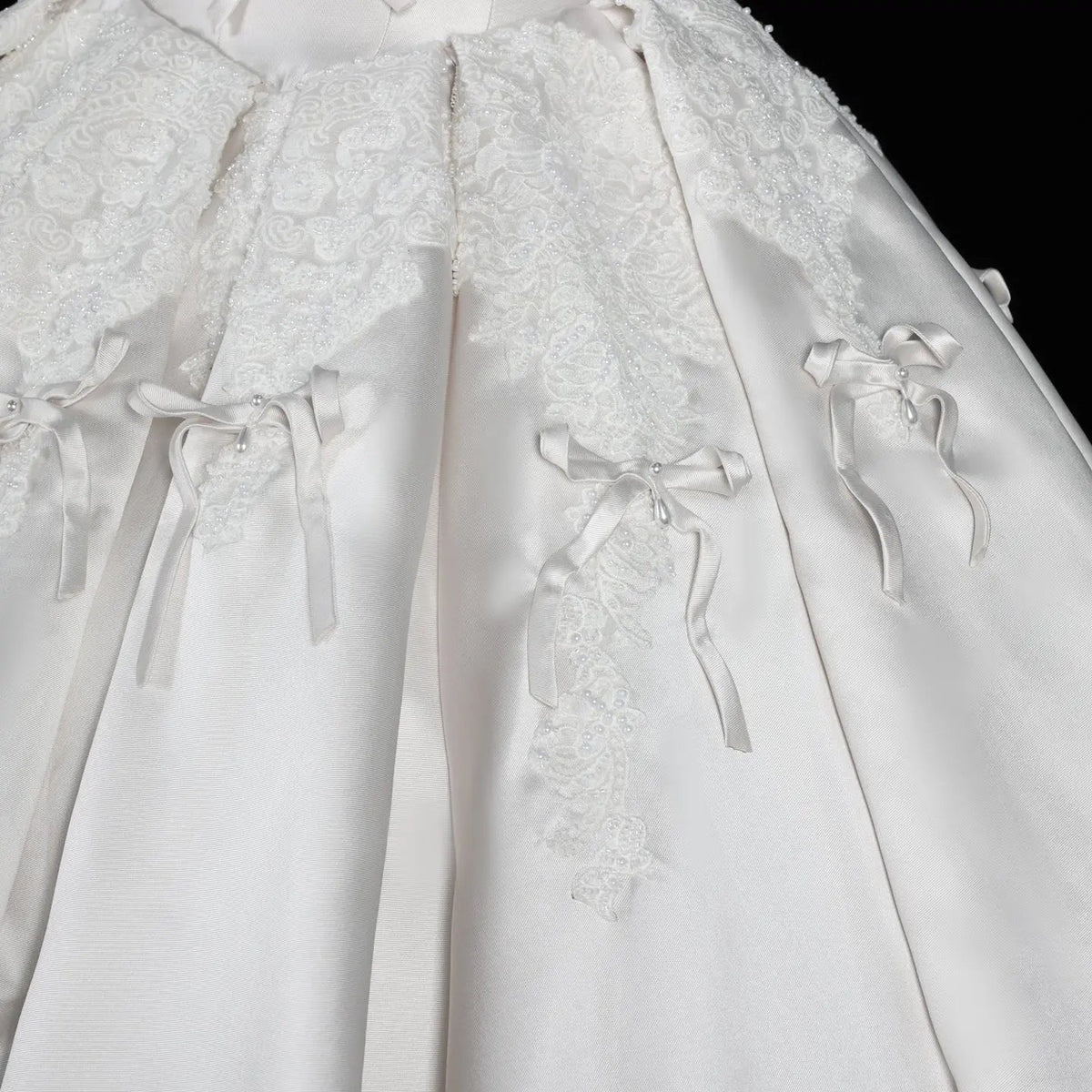 Off the Shoulder White Satin Ball Gown Wedding Dress with Long Cathedral Train ZP017 - View 6 | VelvetHem