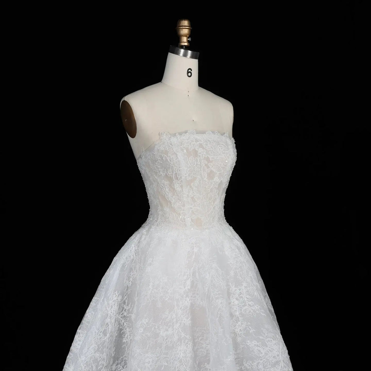 White Corset Strapless Lace Applique Tulle Bridal Ball Gown Wedding Dress ZP008 - View 8 | VelvetHem