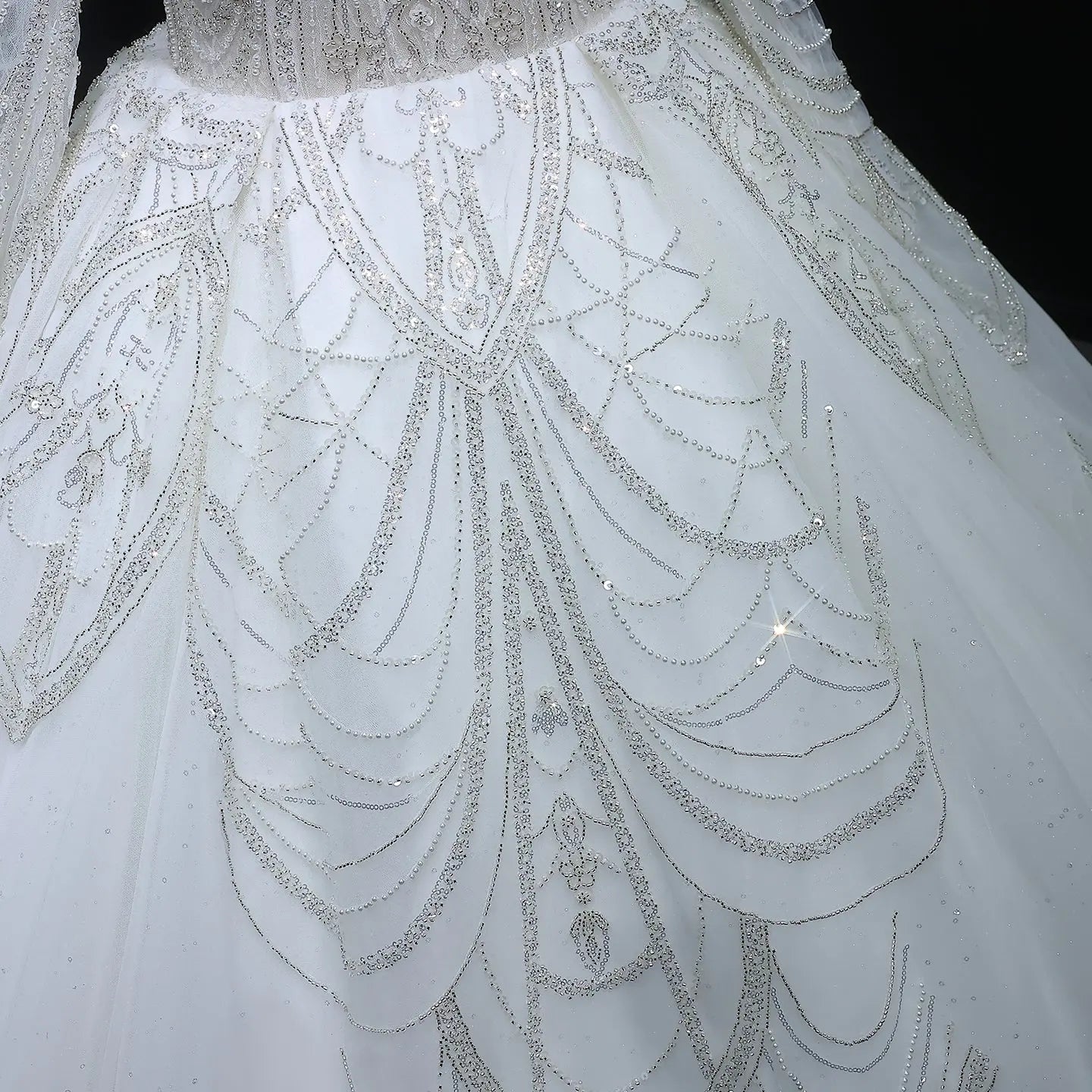 Luxury Beaded Long Sleeve Ball Gown Wedding Dress ZP184