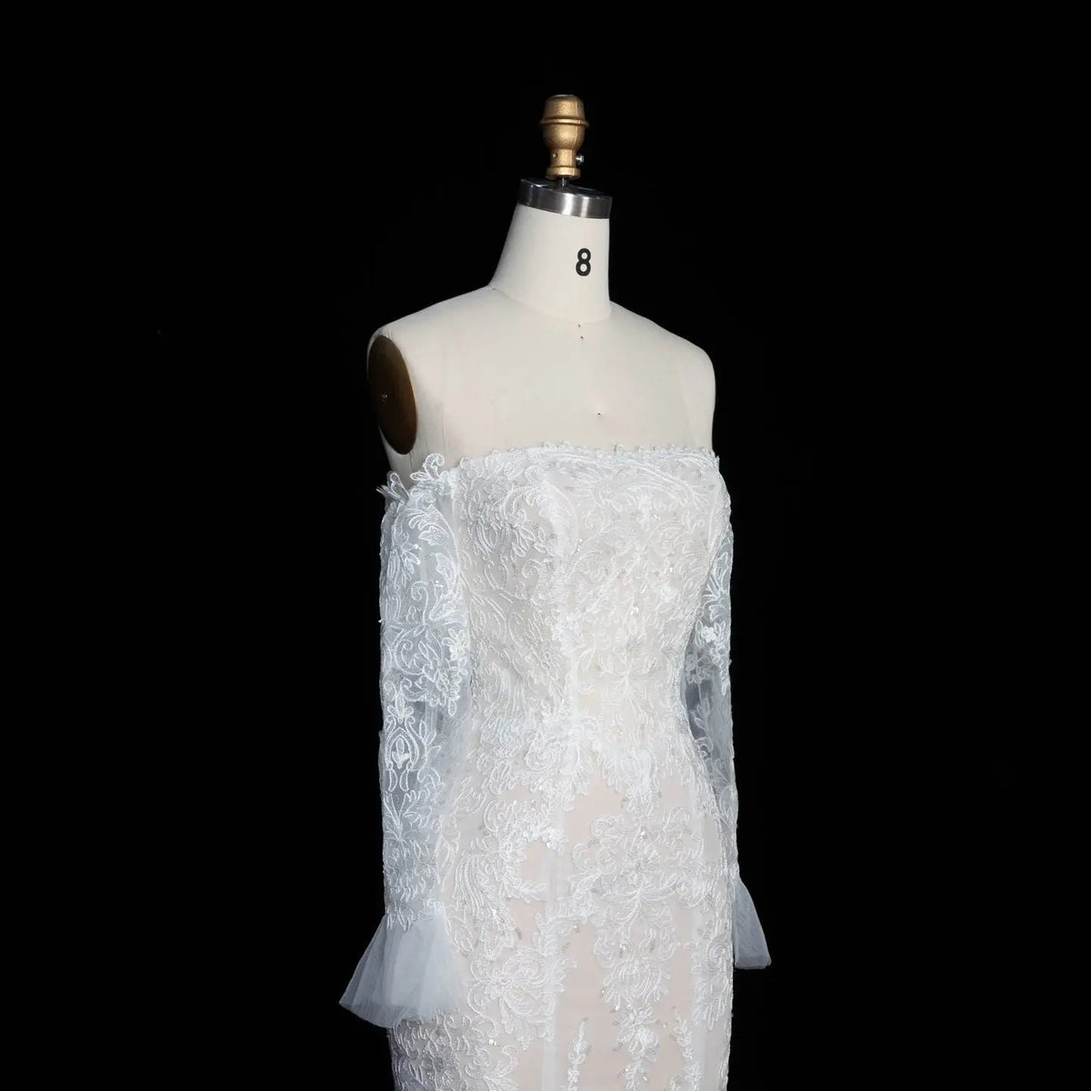Off White Lace Stunning Feminine Mermaid Wedding Dress Train ZP036