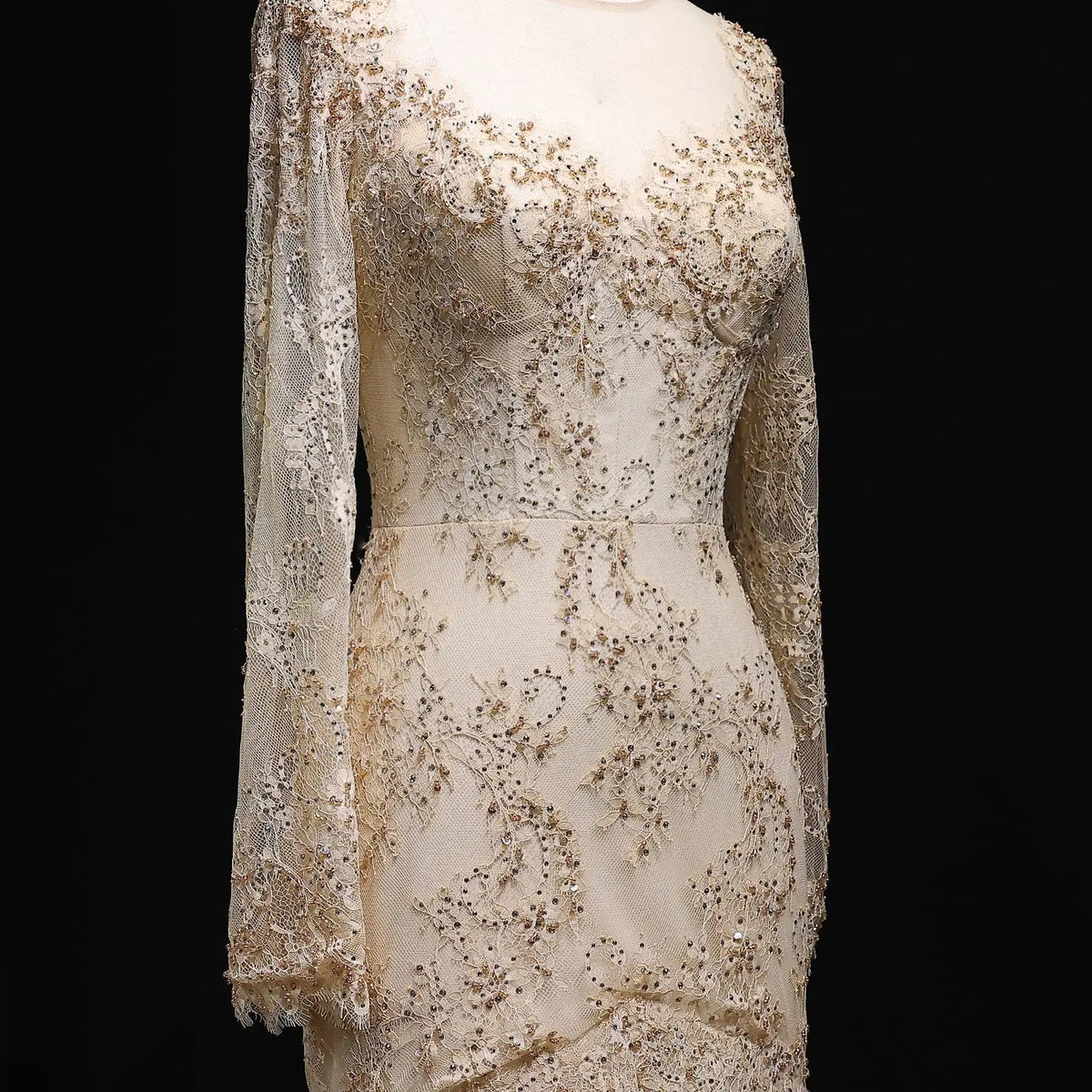 Glamorous Lace Long Sleeves Mermaid Wedding Dress ZP191