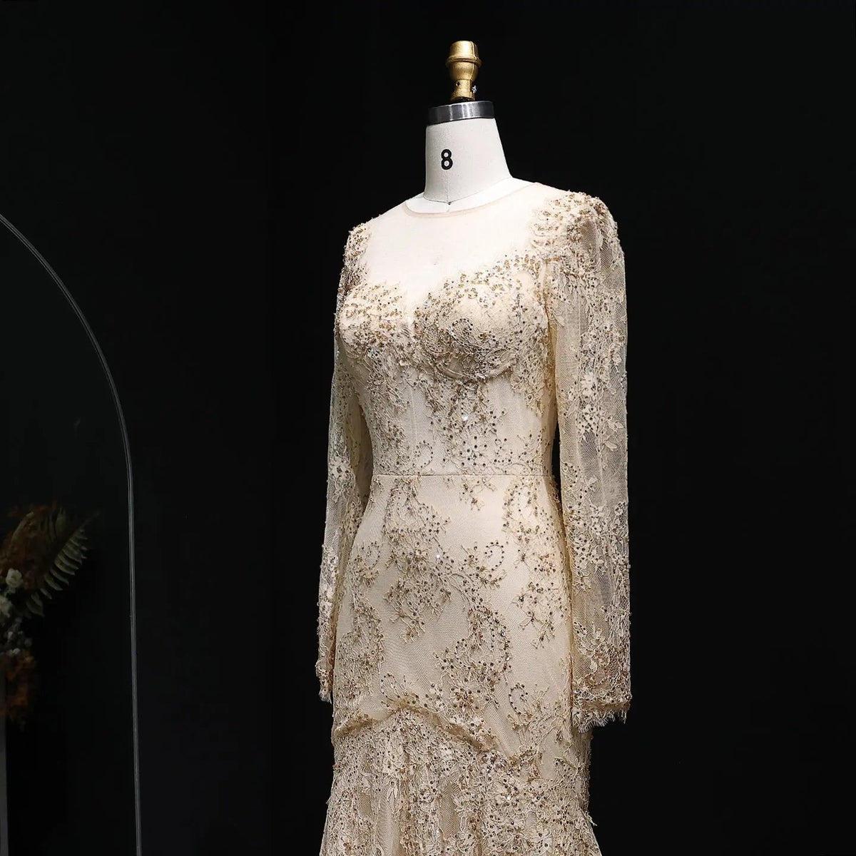 Glamorous Lace Long Sleeves Mermaid Wedding Dress ZP191 - View 8 | VelvetHem