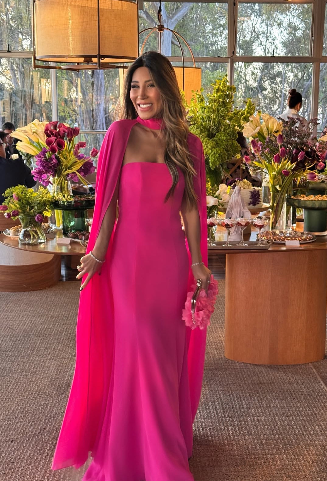 Hot Pink Wedding Guest Dress Chiffon Formal Dress J7820