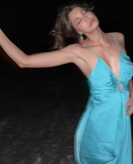 V-Neck Blue Spaghetti Straps Party Prom Dress Sexy Evening Gown - View 4 | FashionDia