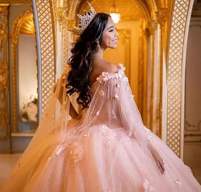 Elegant Pink Wedding dress Evening Dress, Pink Ball Gown - View 4 | FashionDia