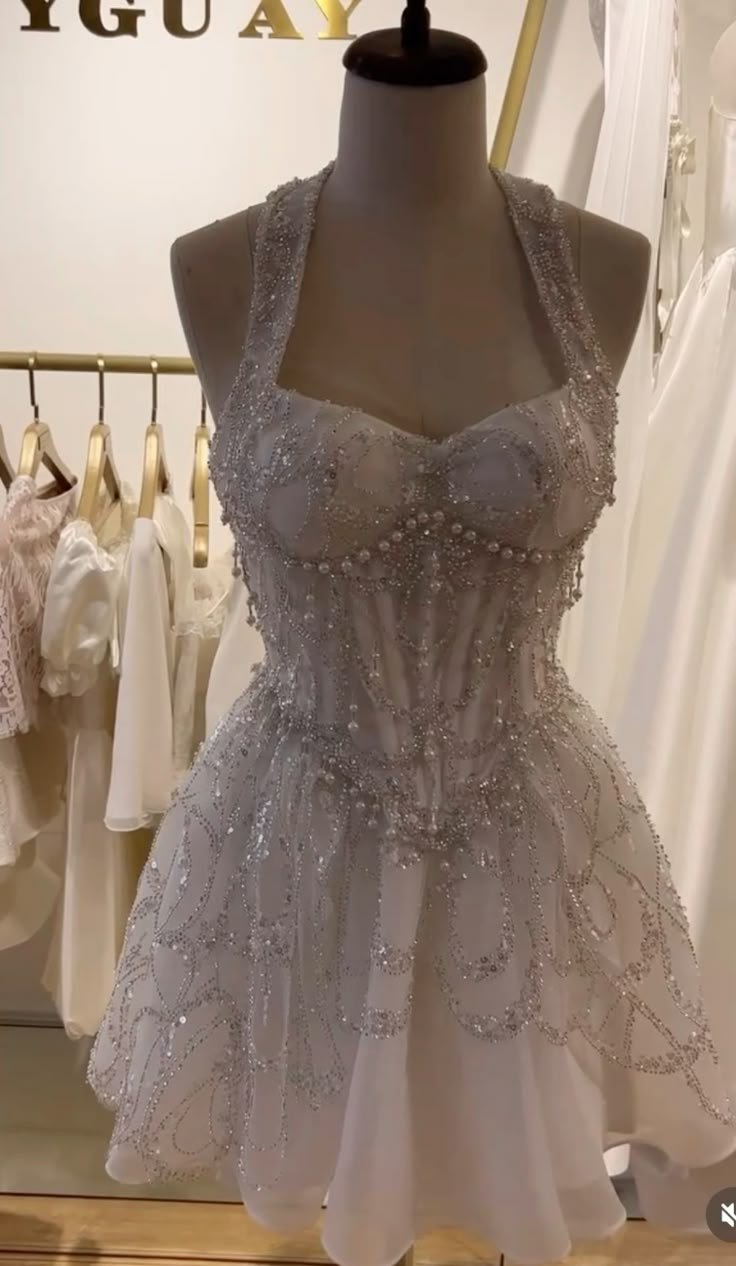 Beautiful White Tulle Beaded A Line Birthday Outfits Short Homecoming Dress Wedding Dress