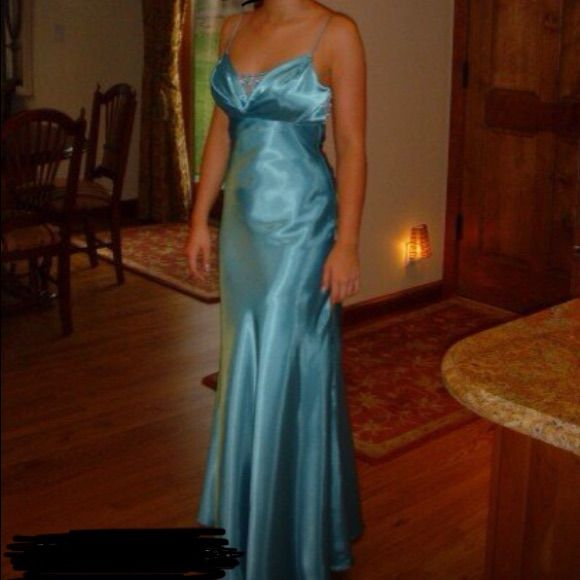 Simple Blue Spaghetti Straps Satin Mermaid Evening Dress Formal Prom Dress Y8404 - VelvetHem